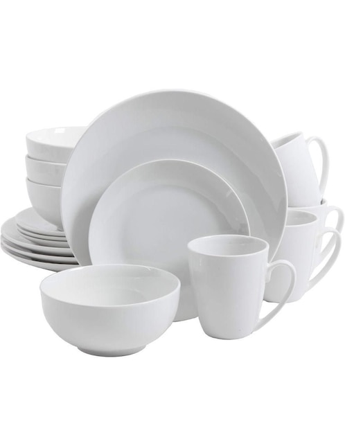 Vajilla cerrada Blue Harbor Housewares Collection Lisa de cerámica 16 piezas