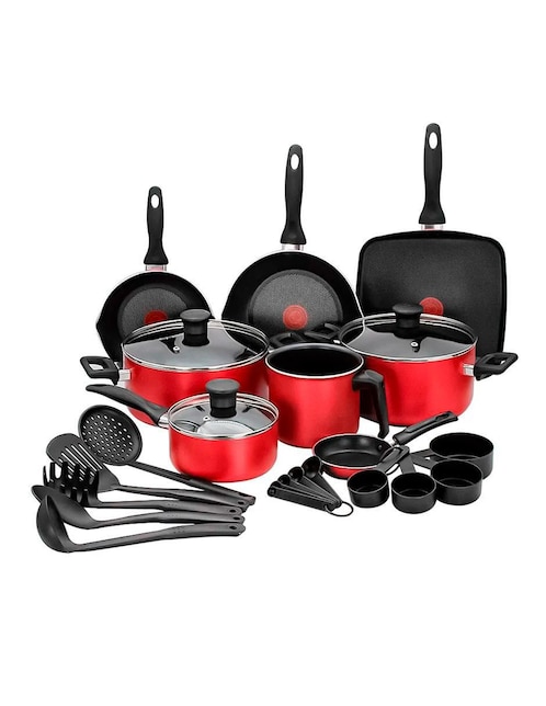 Batería de cocina T-Fal de aluminio antiadherente titanio 25 piezas