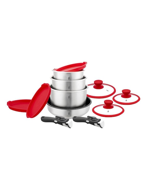 BOGNER Batería de cocina Bogner de acero inoxidable antiadherente titanio 12 piezas