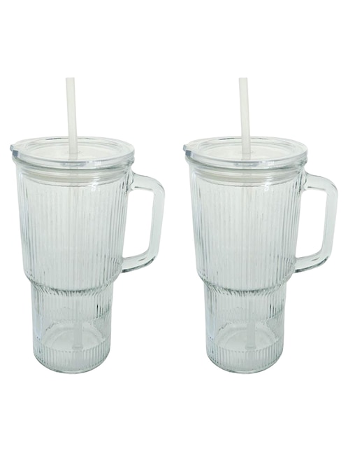 Set de vasos con tapa Kasablanka de vidrio con 2 piezas