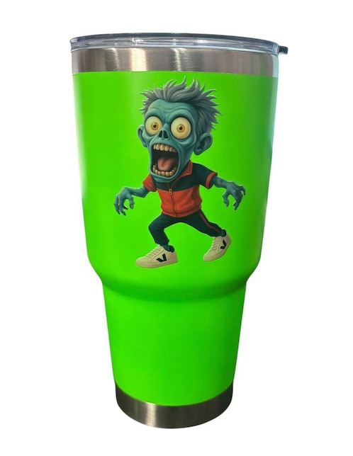 Termo Macarena de acero inoxidable Zombie Macareno con tapa push pull 887 ml