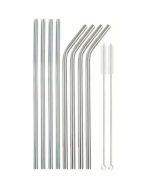 Set popote con limpiador Güish de acero inoxidable con 8 piezas