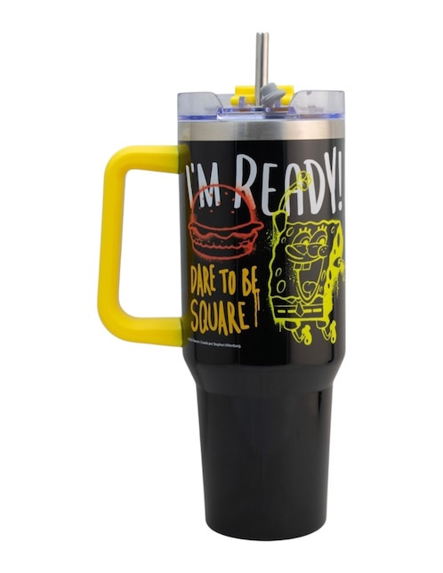 Termo de acero inoxidable Bob Esponja con tapa rosca 1.2 L 1