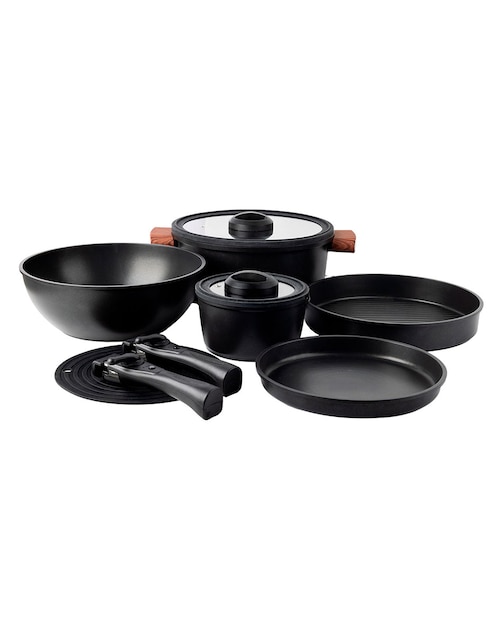 VASCONIA Batería de cocina Vasconia Cooking Totem de aluminio antiadherente cerámica 10 piezas