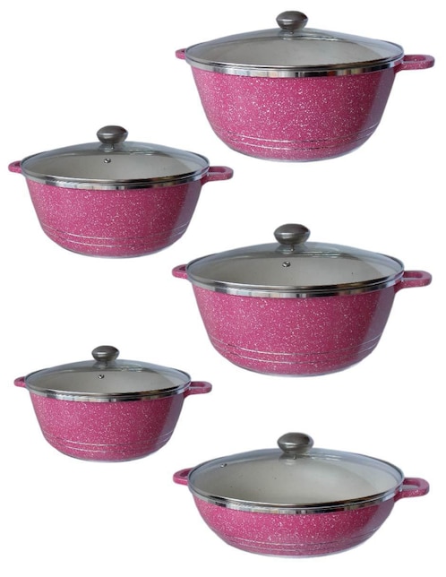 Batería de cocina de aluminio fundido antiadherente minerales naturales 10 piezas Batería de cocina de aluminio fundido antiadherente minerales naturales 10 piezas