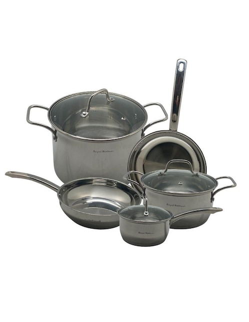 Batería de cocina Royal Haus Diamond de acero inoxidable antiadherente convencional 8 piezas