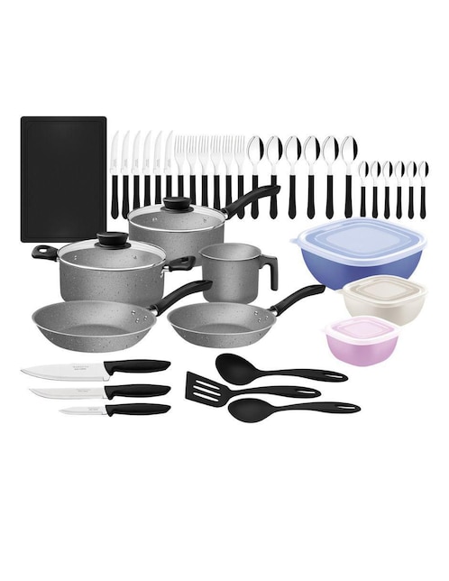 Batería de cocina Tramontina Coimbra de aluminio antiadherente starflon max 44 piezas