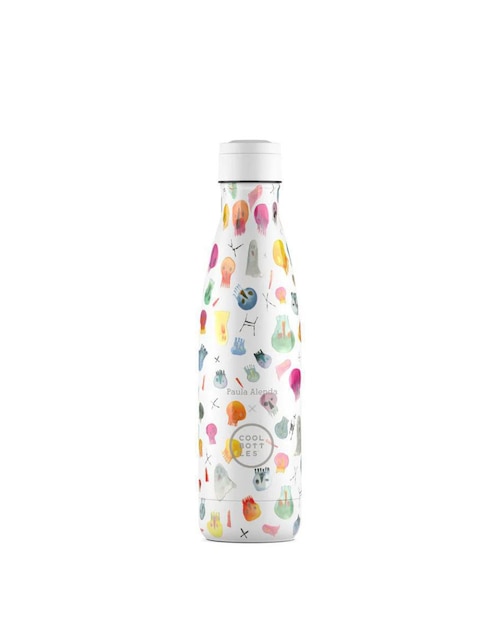 Termo Cool Bottles de acero inoxidable Paula Alenda - Crazy Skulls con tapa rosca 500 ml