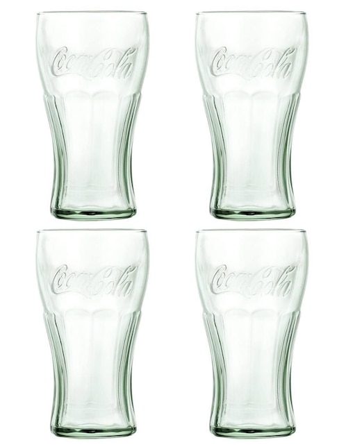Set de vasos cooler Coca-Cola de vidrio con 4 piezas