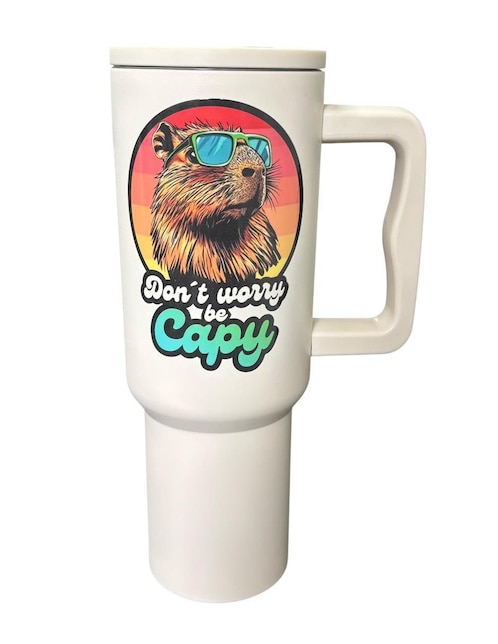 Termo Macarena Brand de acero inoxidable Capibara vives con tapa rosca 1.2 L