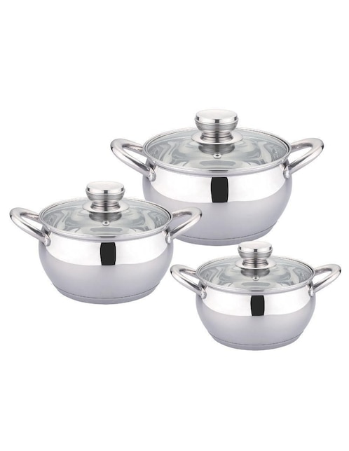 HAUS ROLAND Batería de cocina Haus Roland de acero inoxidable antiadherente combinado 3 piezas