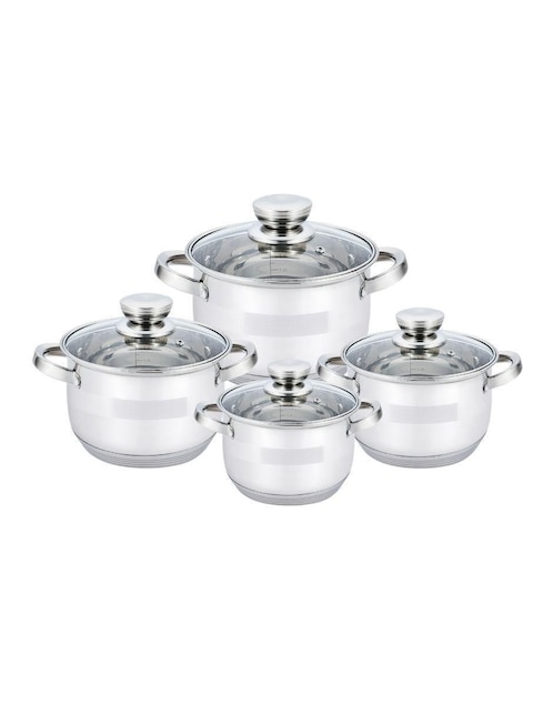 HAUS ROLAND Batería de cocina Haus Roland de acero inoxidable antiadherente combinado 8 piezas