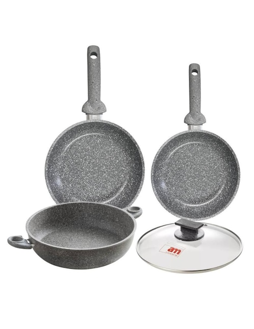 Batería de cocina Accademia Mugnano Cuore di pietra de aluminio forjado antiadherente minerales naturales 4 piezas