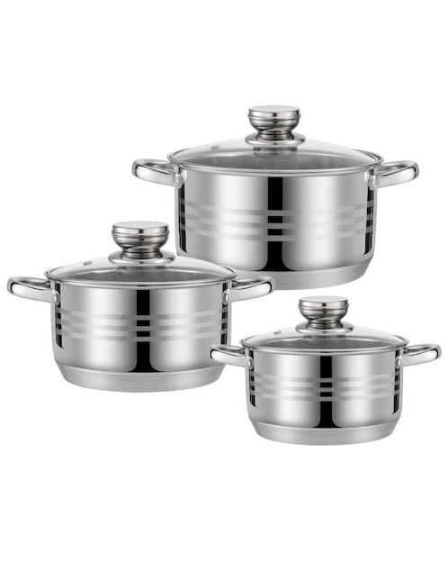 Batería de cocina de acero inoxidable antiadherente combinado 6 piezas 1