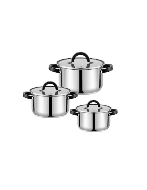 HAUS ROLAND Batería de cocina Haus Roland de acero inoxidable antiadherente combinado 3 piezas