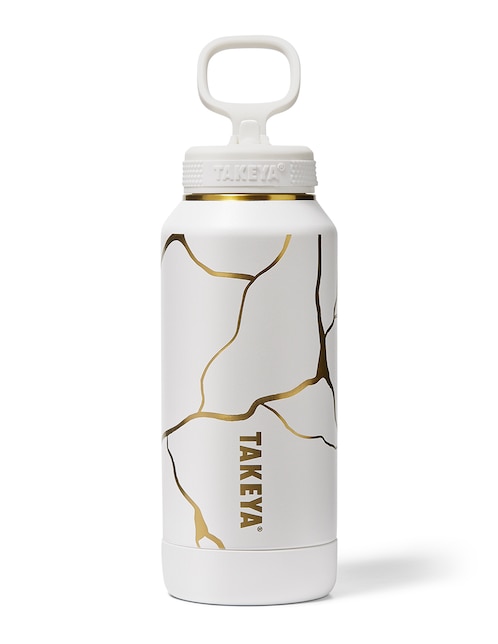 Termo de acero inoxidable 32Oz Gold Crackle con tapa flip top 950 ml 1
