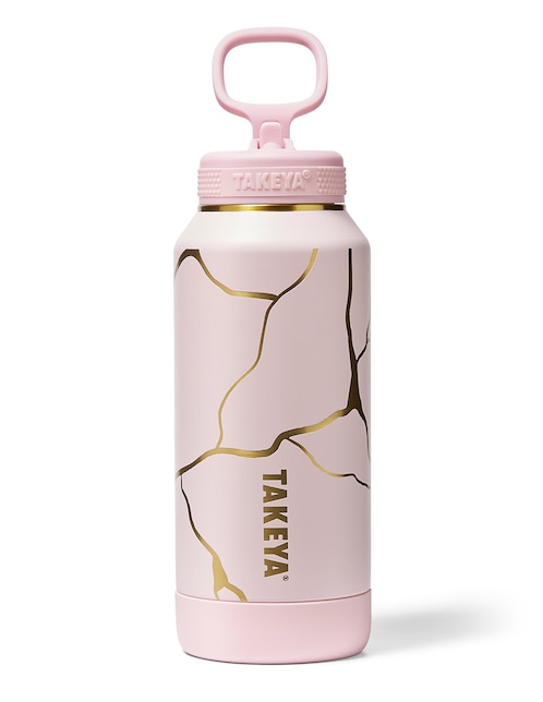 Termo de acero inoxidable 32Oz Gold Crackle con tapa flip top 950 ml 1