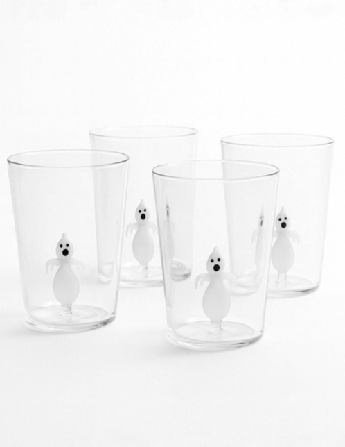 Set de vasos para jugo fantasma de cristal con 4 piezas