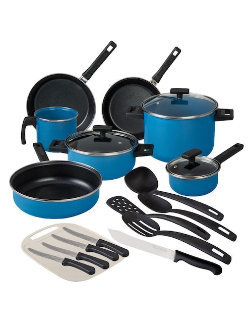 Batería de cocina Cinsa Duramax de acero vitrificado antiadherente sin PFOA 20 piezas