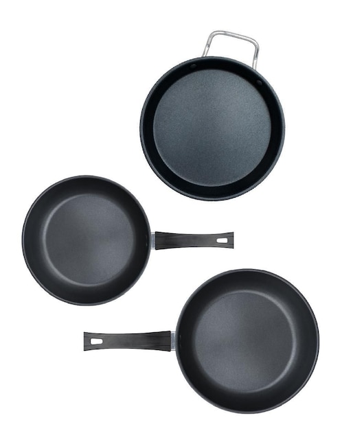 Set de sartenes de acero inoxidable 3 piezas
