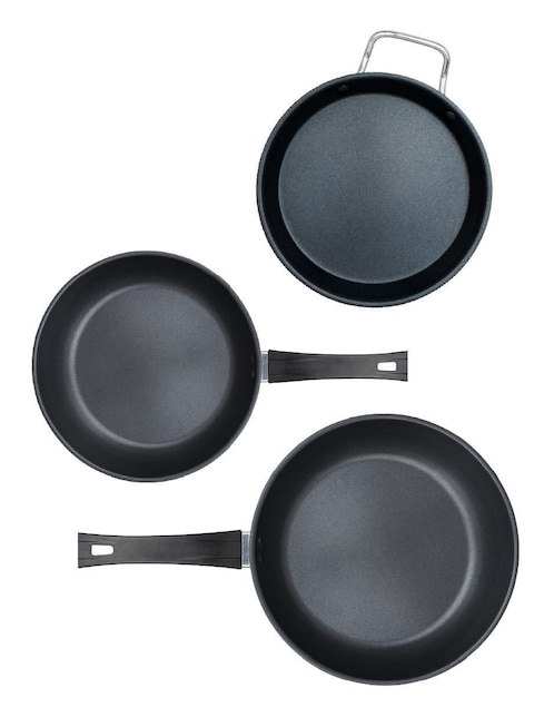 Set de sartenes de acero inoxidable 3 piezas