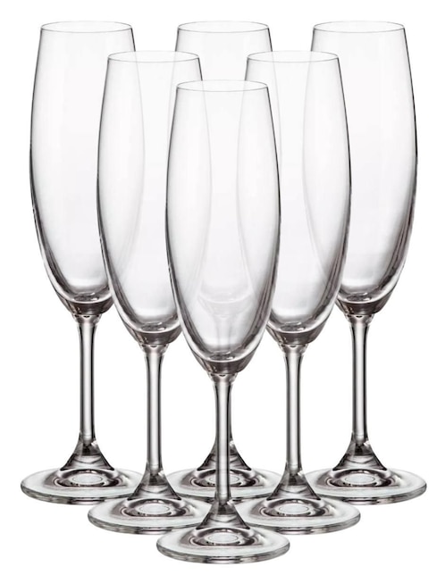 Set de copas para champán Bohemia Sylvia de vidrio 6 piezas