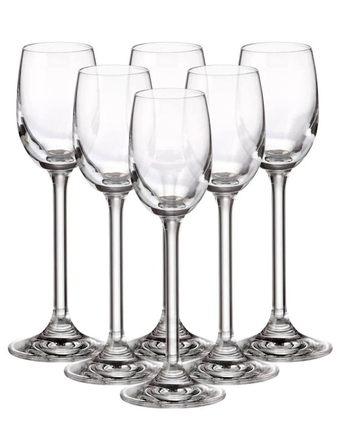 Set de copas para licor Bohemia Colibri de vidrio 6 piezas