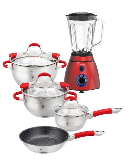 Batería de cocina Bogner de acero inoxidable antiadherente titanio 8 piezas
