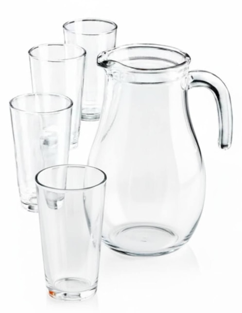 Set jarra con vasos para agua Libbey santa elenita de vidrio con 5 piezas