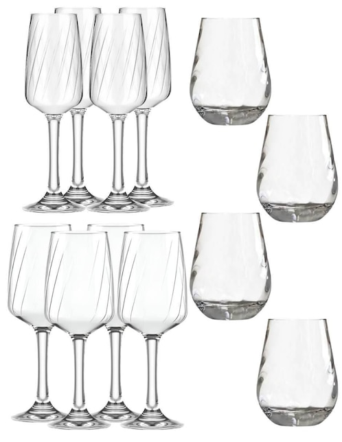 Set de copas lombardia de vidrio 12 piezas
