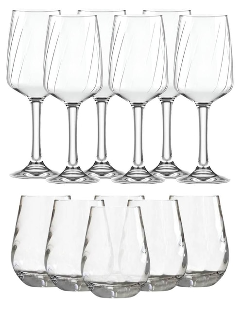 Set de copas lombardia de vidrio 12 piezas