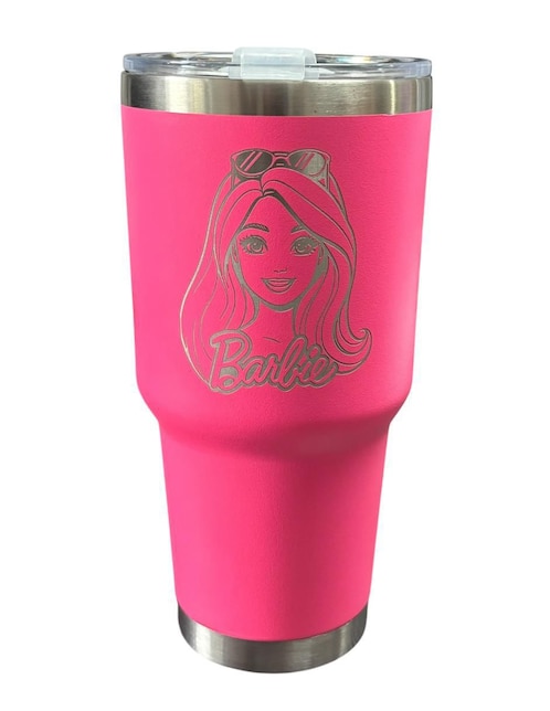 Termo Termomania de acero inoxidable Barbie Collection con tapa push pull 887 ml