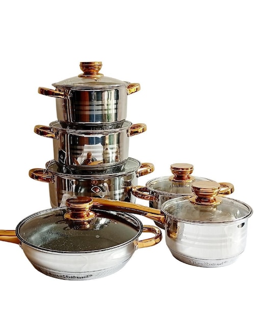 RD ROYAL COOK Batería de cocina Rd Royal Cook de acero inoxidable 12 piezas