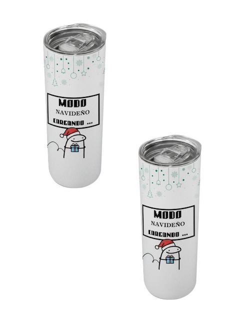 Set termo Tink de acero inoxidable Navidad con tapa a presión 520 ml