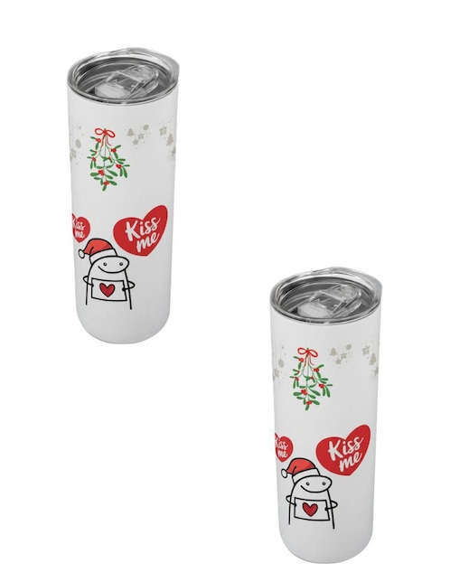 Set termo Tink de acero inoxidable Navidad con tapa a presión 520 ml