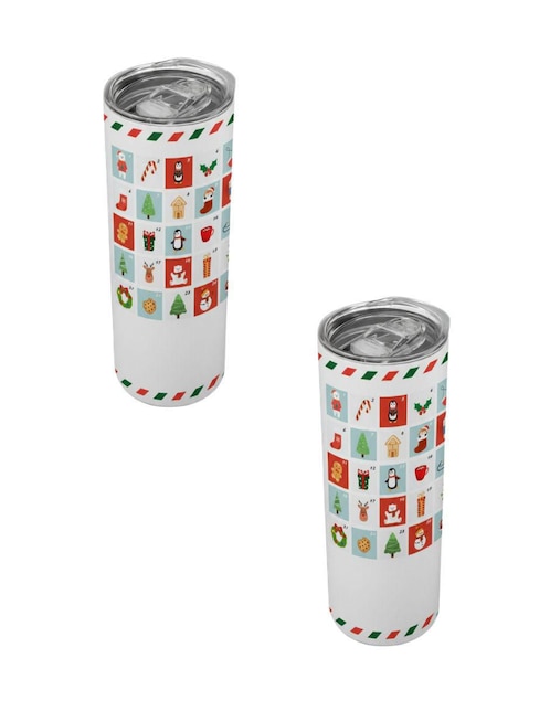 Set termo Tink de acero inoxidable Navidad con tapa a presión 520 ml