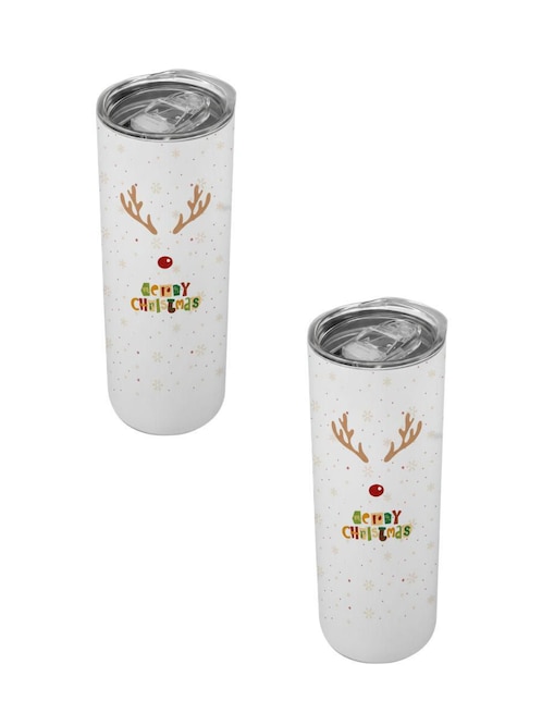 Set termo Tink de acero inoxidable Navidad con tapa a presión 520 ml