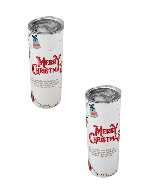 Set termo Tink de acero inoxidable Navidad con tapa a presión 520 ml