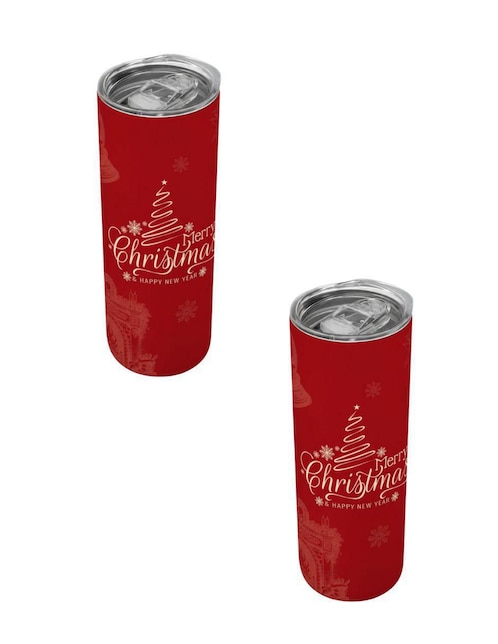 Set termo Tink de acero inoxidable Navidad con tapa a presión 520 ml