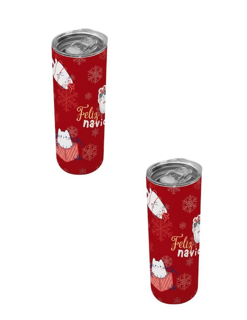 Set termo Tink de acero inoxidable Navidad con tapa a presión 520 ml