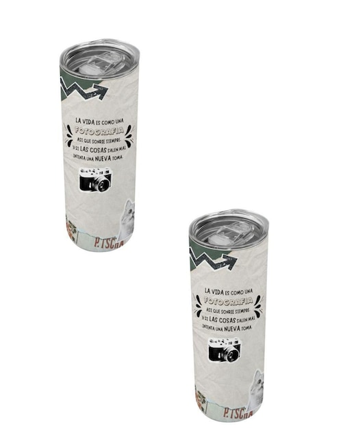 Set termo Tink de acero inoxidable con tapa a presión