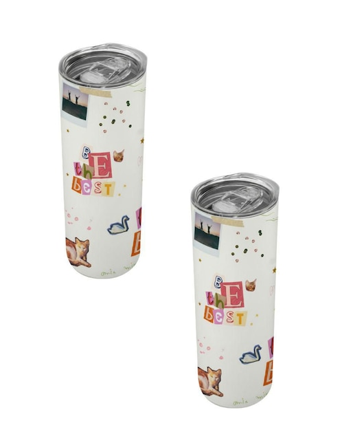 Set termo Tink de acero inoxidable con tapa a presión