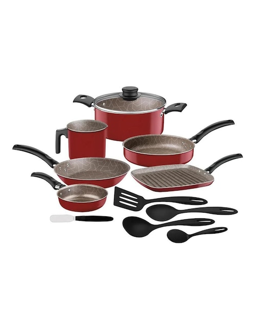Batería de cocina Tramontina de aluminio antiadherente starflon max 12 piezas