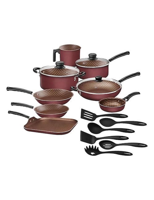Batería de cocina Tramontina de aluminio antiadherente starflon max 17 piezas