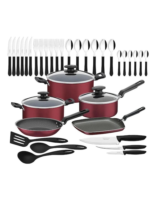 Batería de cocina Tramontina de aluminio antiadherente starflon max 38 piezas