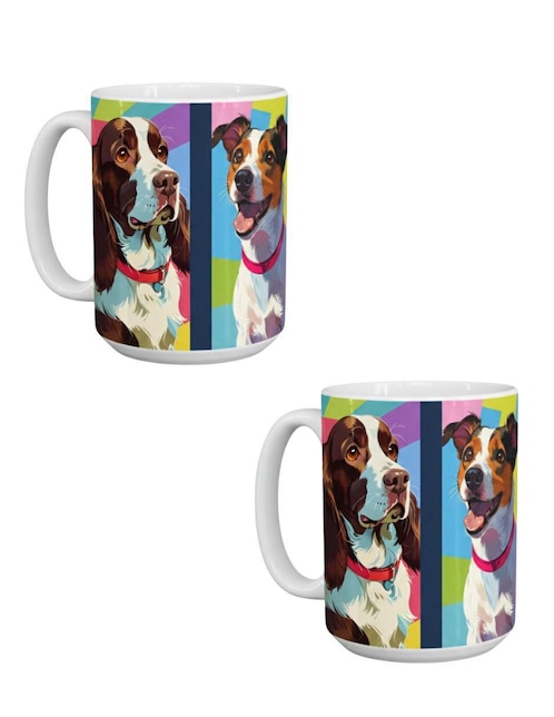Set de tazas clásica Tink Ilustracion Perros 2 piezas