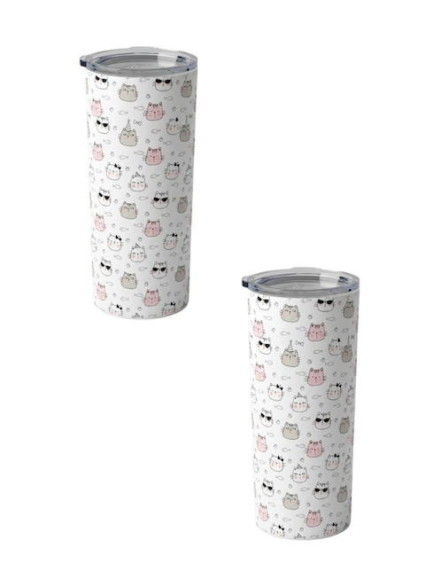 Set termo Tink de acero inoxidable Gatos con tapa a presión