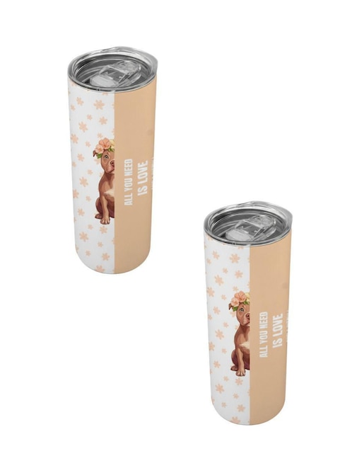 Set termo Tink de acero inoxidable All You Need is Love con tapa a presión