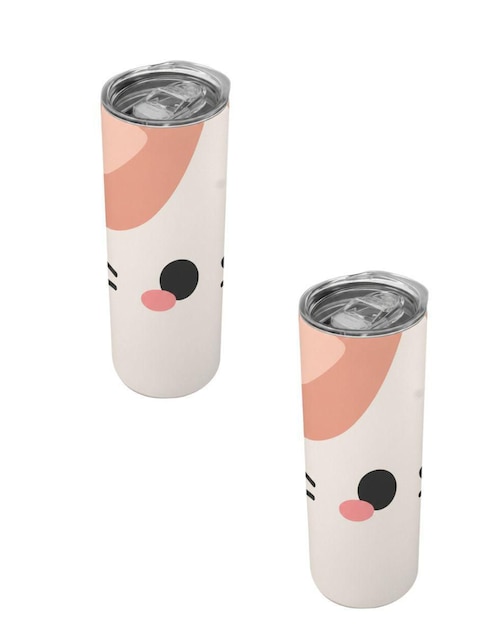 Set termo Tink de acero inoxidable Gatos con tapa a presión 590 ml