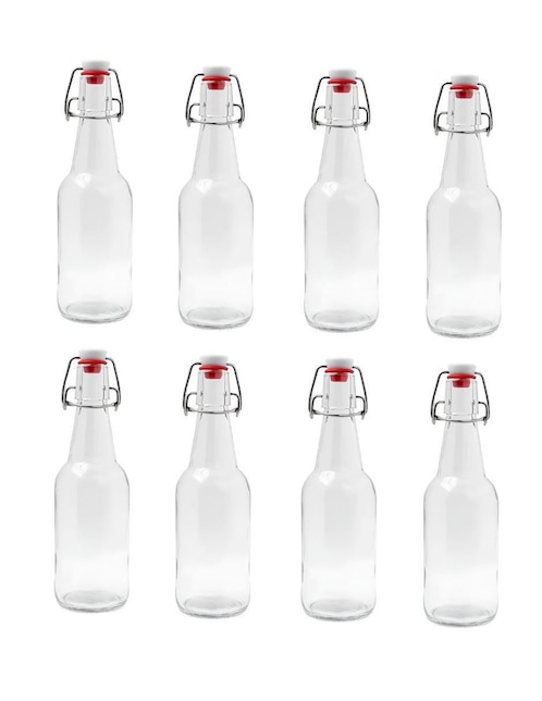 Set botella de agua de vidrio con tapa push pull 250 ml 1